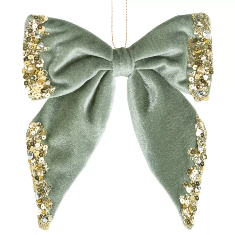 Ozdoba świąteczna choinkowa w kształcie KOKARDY z welwetu oraz błyszczących akcentów