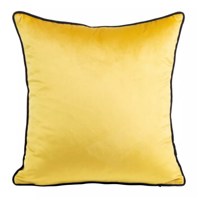 Poszewka na poduszkę 40x40 cm welwetowa, musztardowo czarna z ozdobną wypustką na brzegach MEL
