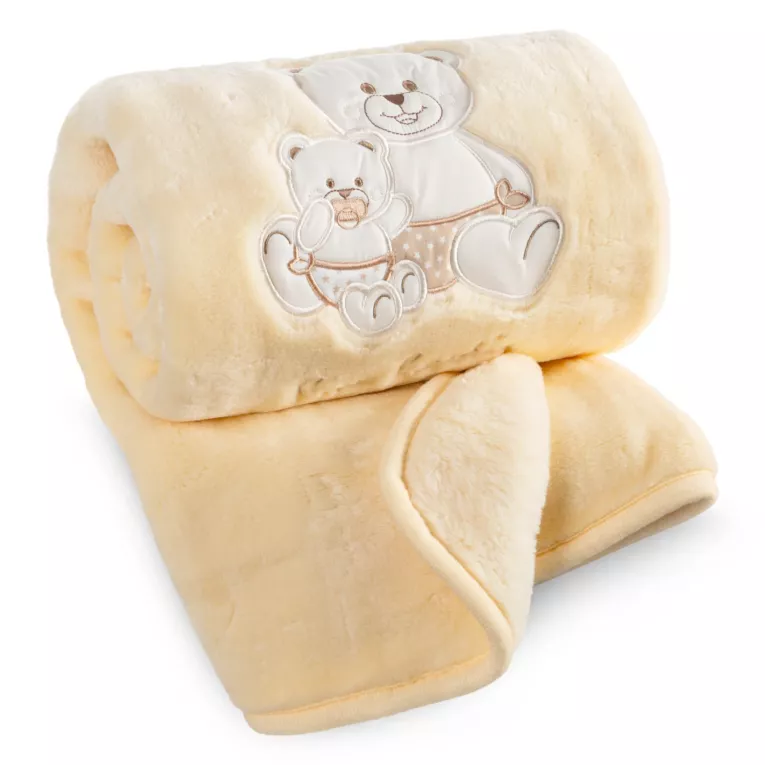 Koc dziecięcy 80x110 cm beżowy z uroczą aplikacją BABY 3 Pierre Cardin