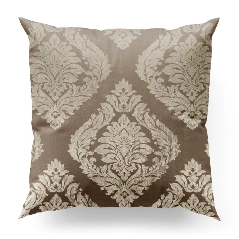 Poszewka szyta beżowa miękka z dodatkiem bawełny z wzorem ornamentowym