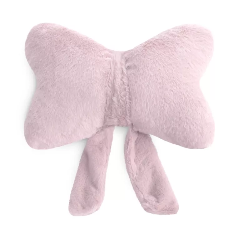 Poduszka w kształcie kokardy 37x30 cm z futerkowej tkaniny jasnoróżowa WIOSNA 135