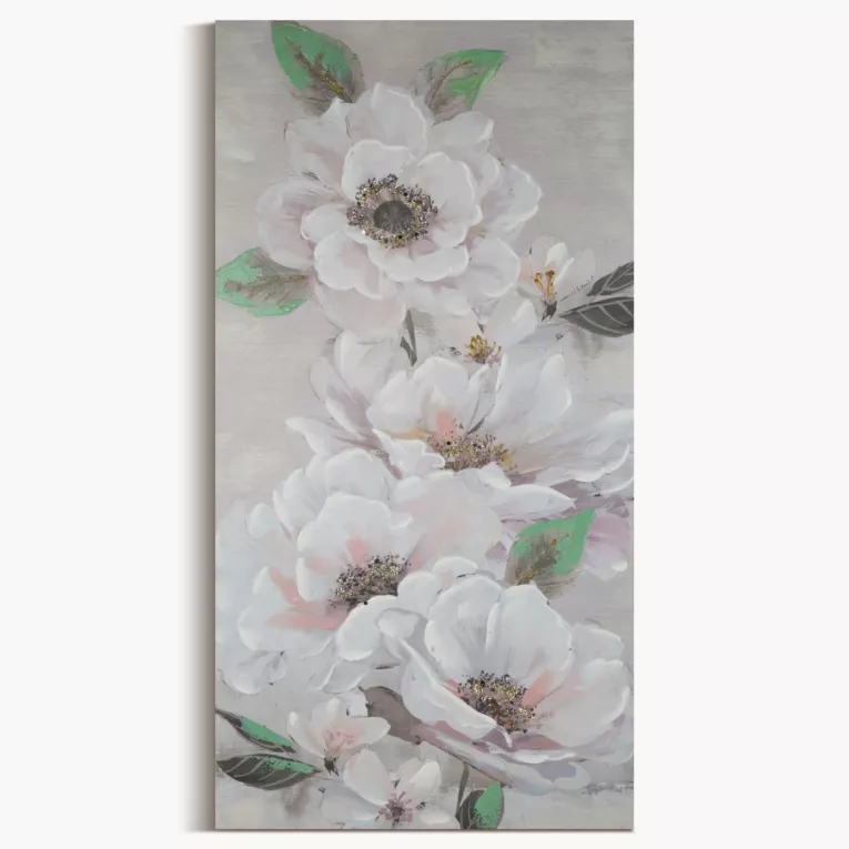 Obraz FLOWERY  ręcznie malowany na płótnie kwiat podkreślony lśniącymi akcentami