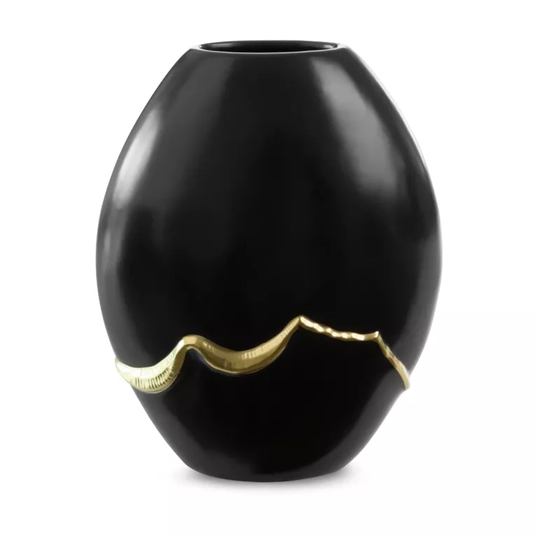 Wazon ceramiczny EBRU 2 czarno-złotym