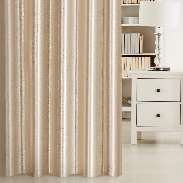 Zasłona EBRU zaciemniająca typu blackout z nakrapianym złotym nadrukiem