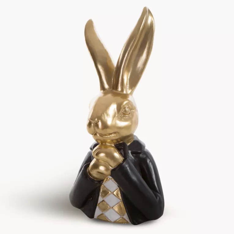 Figurka dekoracyjna ZAJĄCZEK w marynarce kolor czarno, złoty