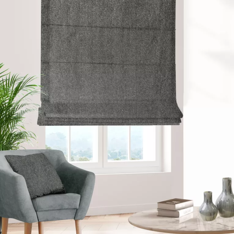 Roleta rzymska SAFIRA grafitowa z moherowej połyskującej tkaniny