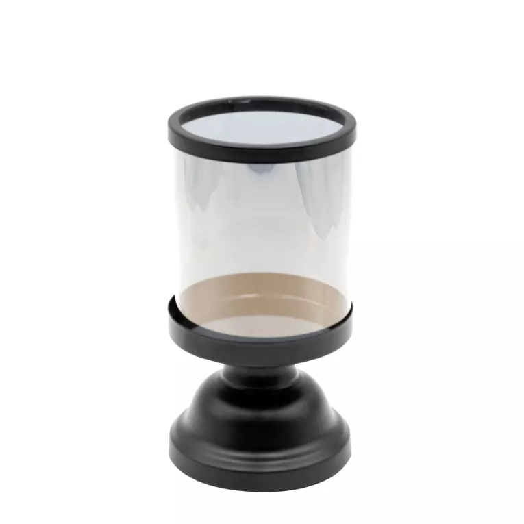 Świecznik dekoracyjny ALY na metalowej nóżce z szklanym kloszem