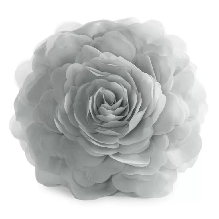 Okrągła poszewka o średnicy 40 cm srebrna z ozdobnym kwiatem 3D FLORES 6