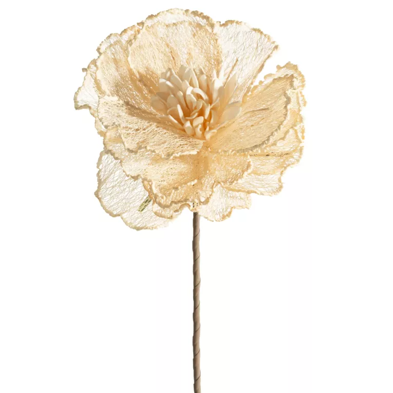 Kwiat sztuczny jasnobeżowy z siateczki 85 cm