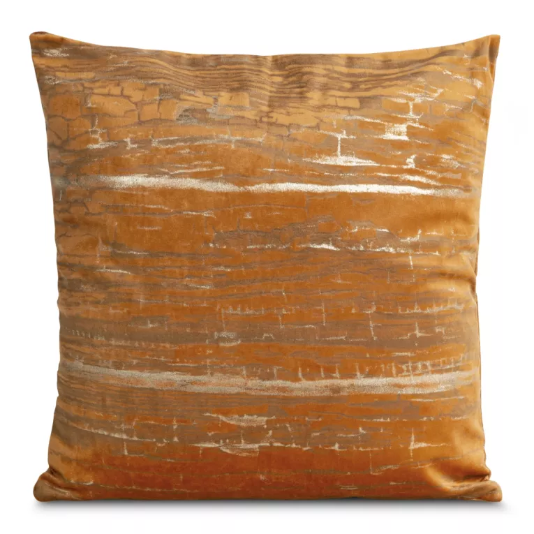 Poszewka na poduszkę 45x45 cm welwetowa kolor ceglasty z nowoczesnym złotym nadrukiem VELVET 69 Eurofirany Premium
