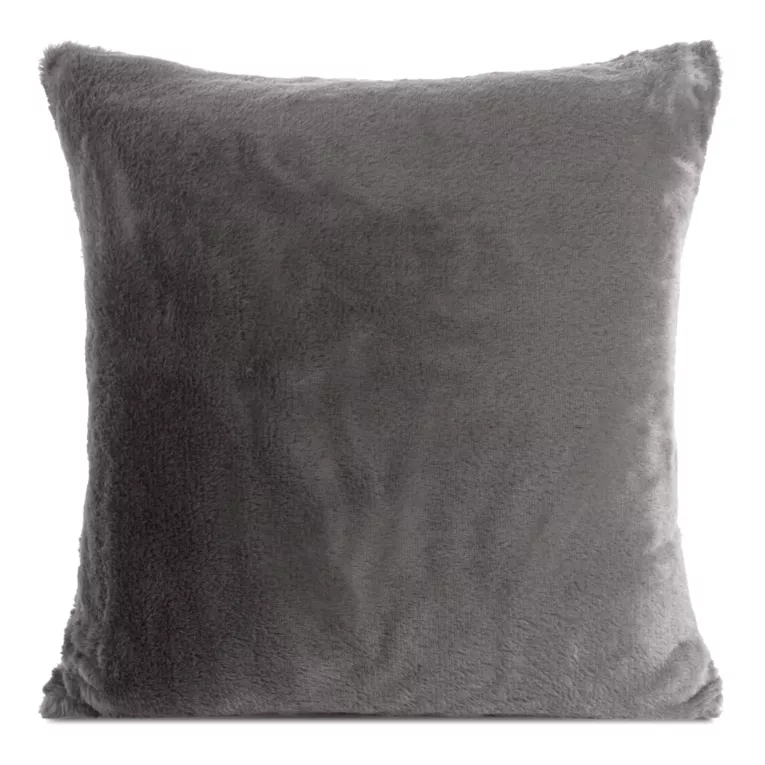 Poszewka na poduszkę 45x45 cm stalowa z miękkiej futrzanej tkaniny NINA