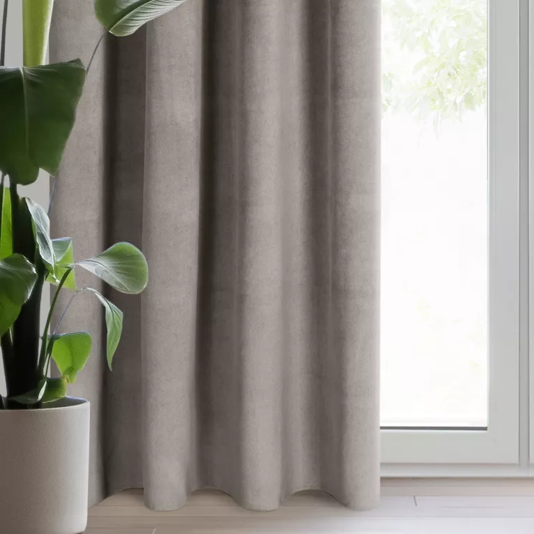 Zasłona popielata z matowego welwetu 140x300 cm taśma - MILO