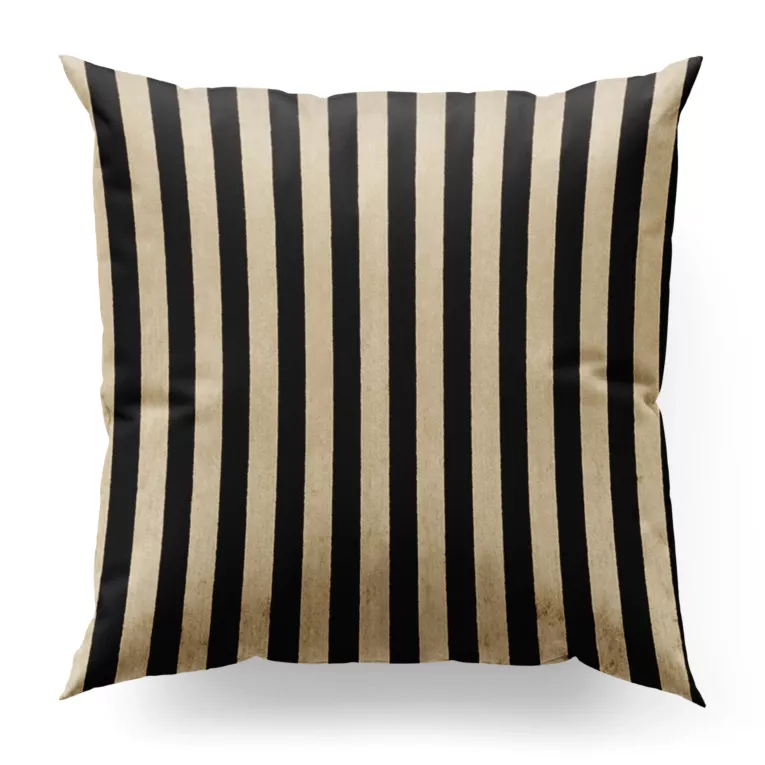 Poszewka szyta czarno złota z welwetowej tkaniny obiciowej w pasy, w stylu glamour Italissima Eva Minge