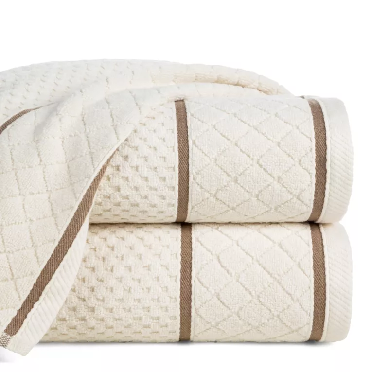 Ręcznik do rąk 30x50 cm bawełniany zero twist kremowy o ryżowej strukturze 550 g/m2 FAVORI