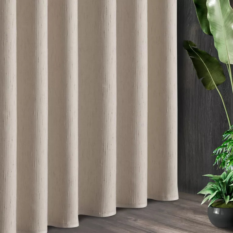 Tkanina zasłonowa w stylu eko, z efektem deszczyku