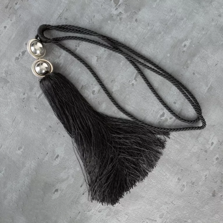 Dekoracyjny sznur do zasłon NAOMI upinacz z chwostem i koralikiem