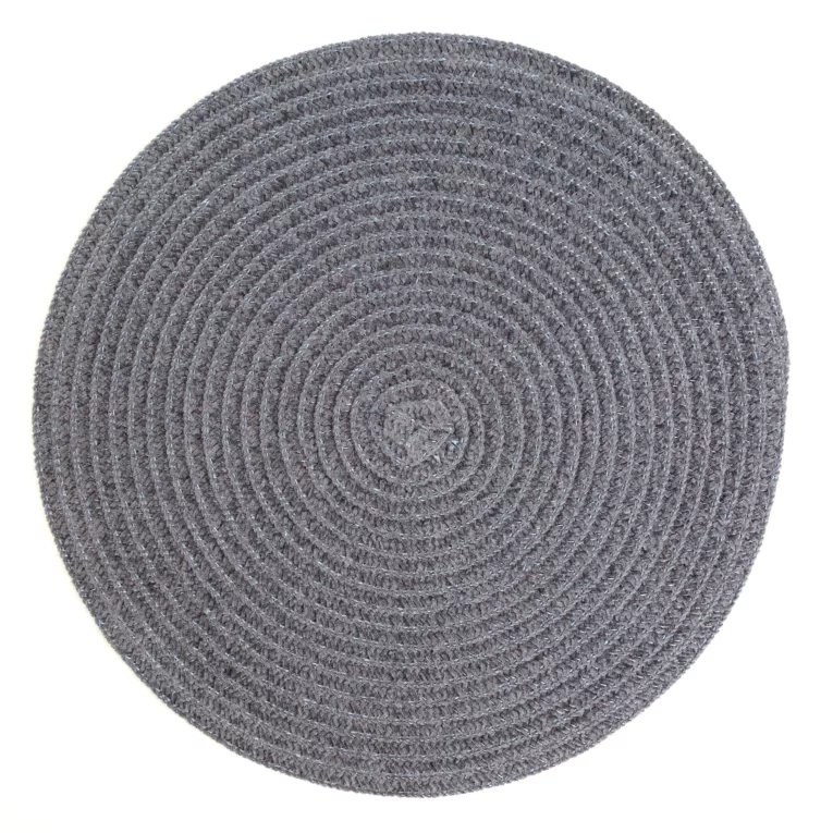 Podkładka okrągła na stół srebrna średnica 38 cm MILLY utkana z szenilowej nici