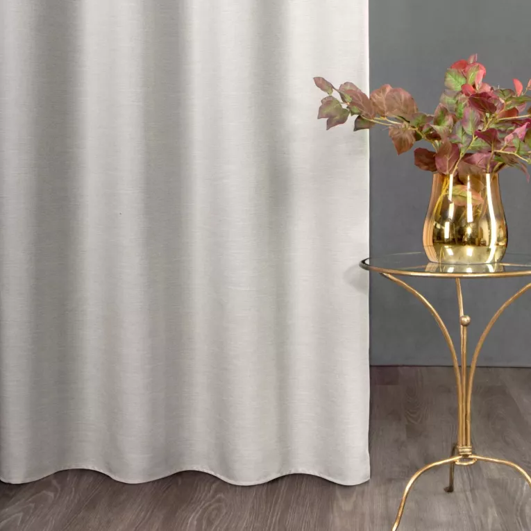 Zasłona jednokolorowa o strukturze płótna, styl eko