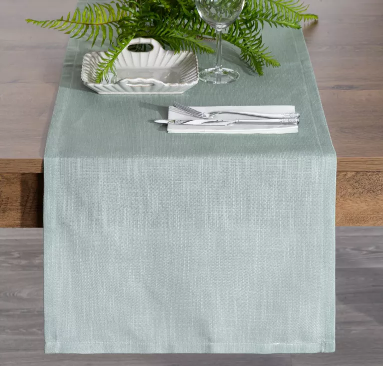 Bieżnik na stół naturalno, zielony 40x140 cm SUMMER 7 z gładkiej i miękkiej tkaniny