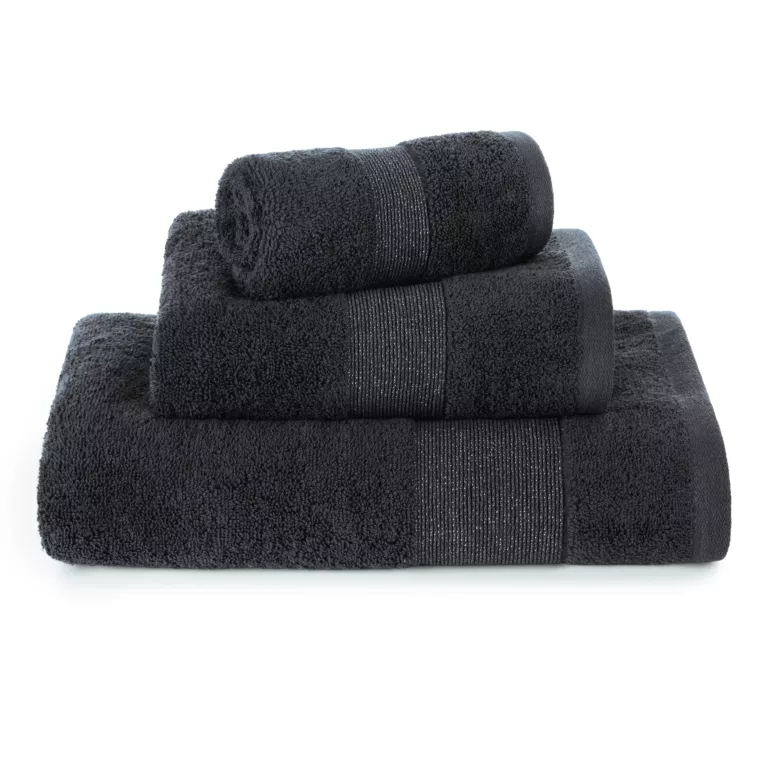 Ręcznik kąpielowy 50x90 cm bawełniany kolor czarny z ozdobną błyszczącą bordiurą 500 g/m2 ZOJA