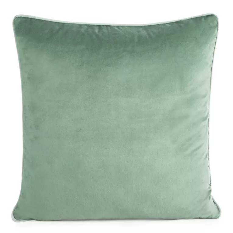 Poszewka na poduszkę 60x60 cm welwetowa kolor ciemnomiętowy o delikatnym połysku z ozdobną lamówką GAJA 2