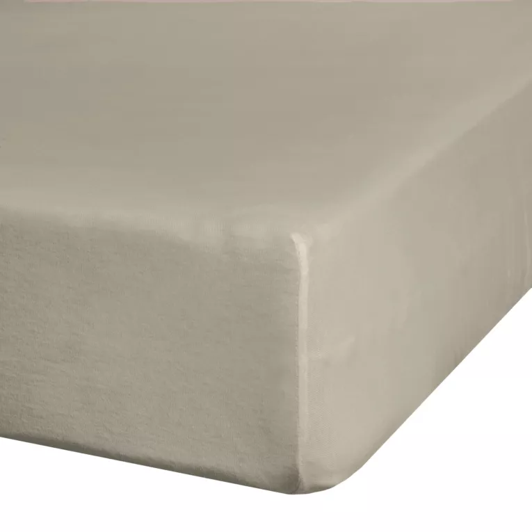 Prześcieradło jersey z gumką 220x200 cm z bawełny kolor beżowy 140 g/m2