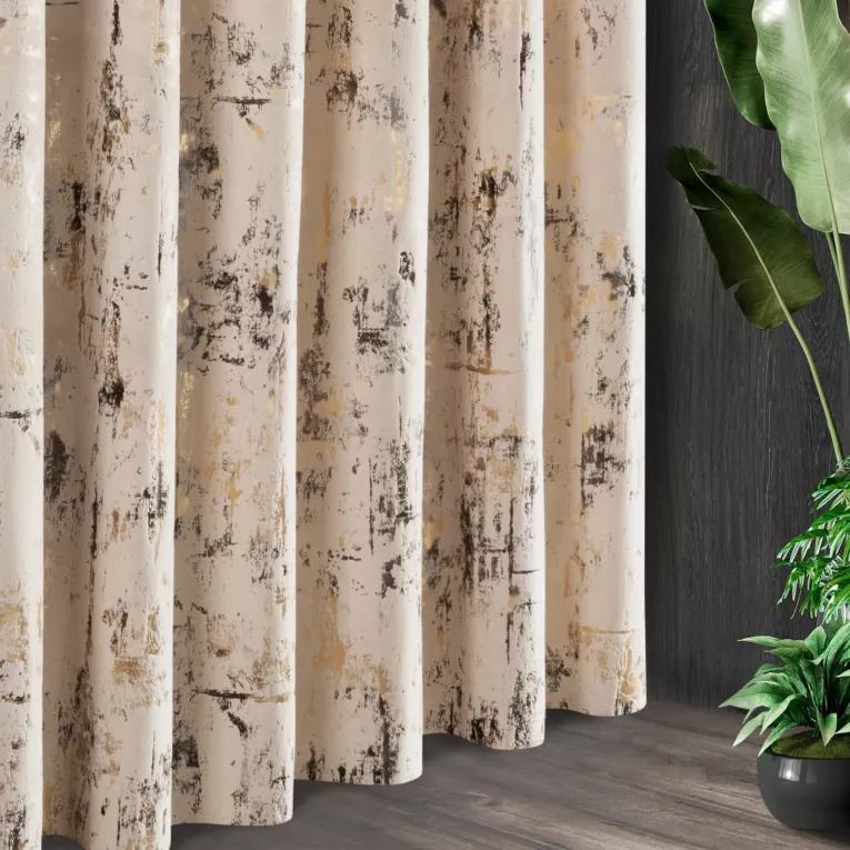 Tkanina zasłonowa welwet z nowoczesnym przecieranym nadrukiem