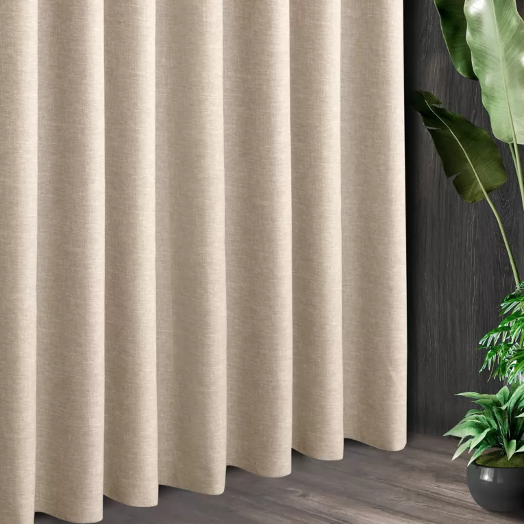 Tkanina zasłonowa zaciemniająca typu blackout, z ozdobnym splotem, z efektem melanżu