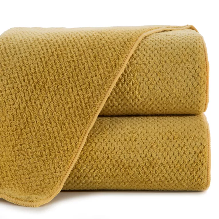 Ręcznik kąpielowy 50x90 cm szybkoschnący z mikrofibry  kolor musztardowy o ryżowej strukturze 280 g/m2 ZOE 1