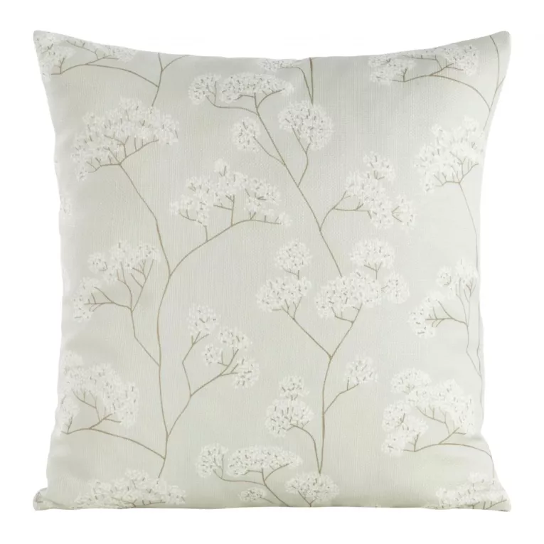 Poszewka na poduszkę 45x45 cm zdobiona kwiatowym printem jasnozielono, kremowa FLORE 4