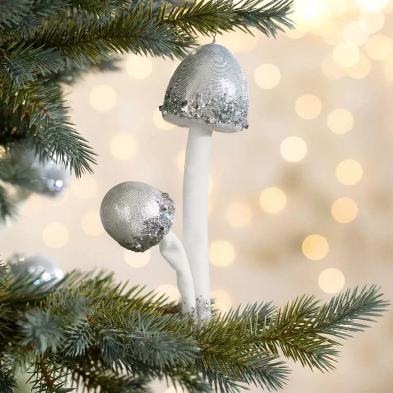 Ozdoba choinkowa GRZYBEK z lśniącej tkaniny