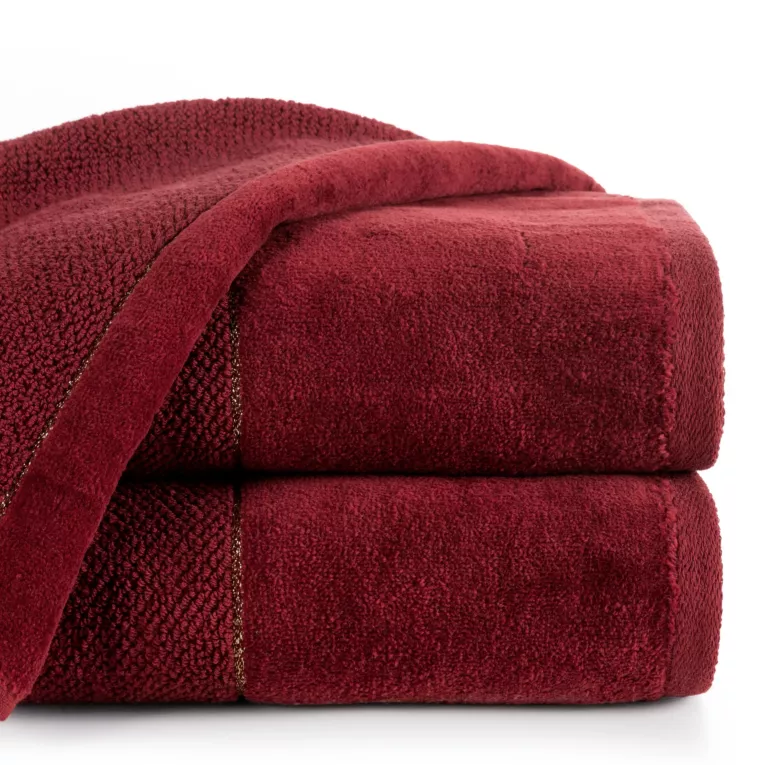 Ręcznik do rąk 30x50 cm bawełniany kolor bordowy z welwetową bordiurą 550 g/m2 ARIA