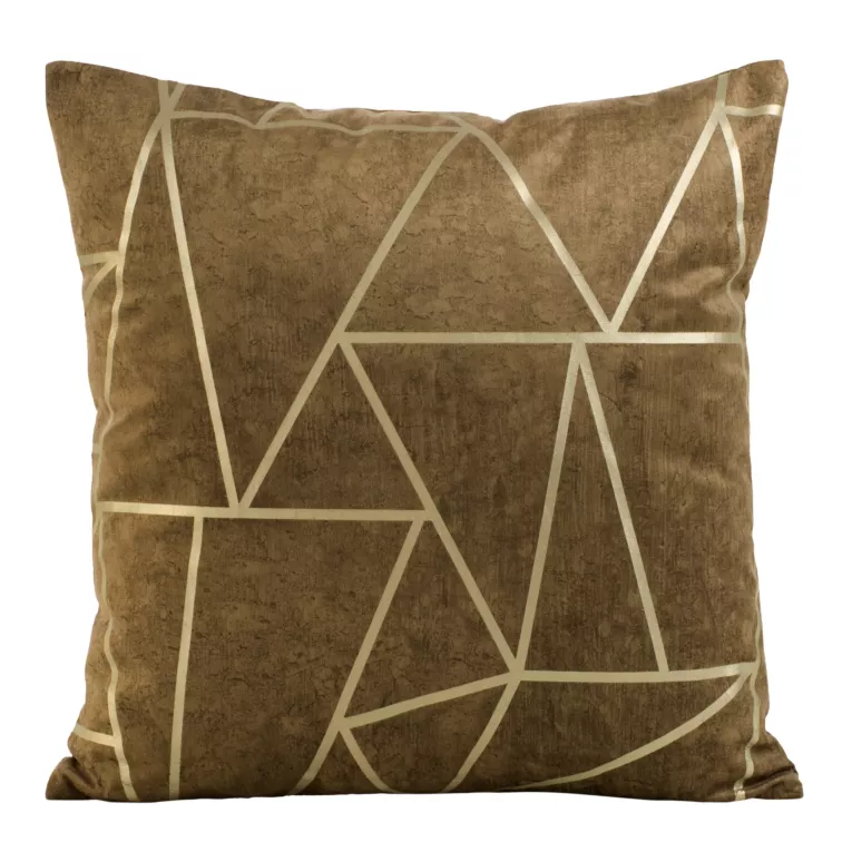 Poszewka na poduszkę 45x45 cm welwetowa brązowa z nadrukiem geometrycznym BLINK 29