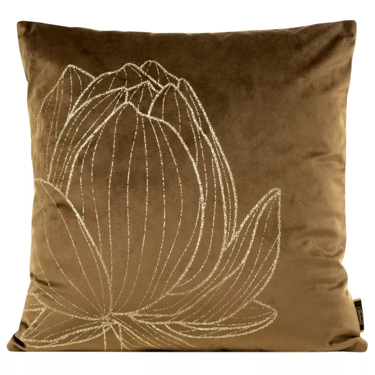 Poszewka BLINK 19 z welwetu z dużym wzorem kwiatu lotosu