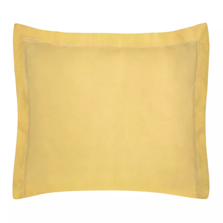 Poszewka na poduszkę 70x80 cm bawełniana musztardowa z satynowym połyskiem i ozdobną kantą NOVA COLOUR