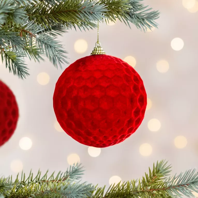 Bombka choinkowa wytłaczana w wzór plastra miodu z welwetu