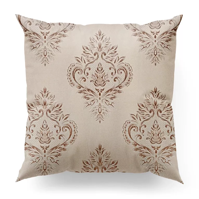 Poszewka szyta ciemnokremowa z miękkiej w dotyku tkaniny, z ornamentowym wzorem Pierre Cardin