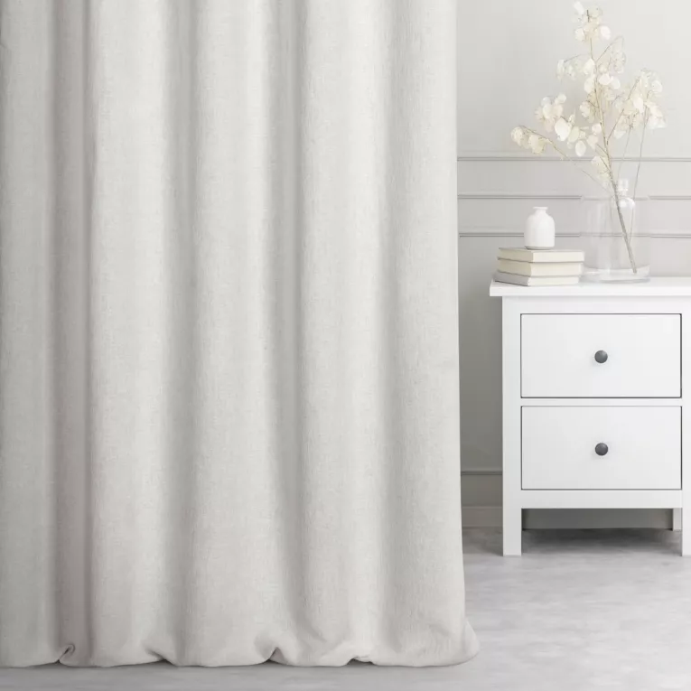 Zasłona szyta na taśmie 5 cm naturalna z miękkiej matowej tkaniny szenilowej o naturalnym splocie