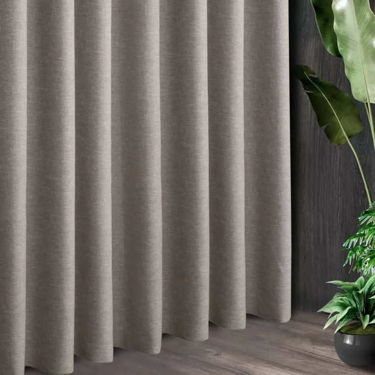 Tkanina zasłonowa zaciemniająca typu blackout, z ozdobnym splotem, z efektem melanżu