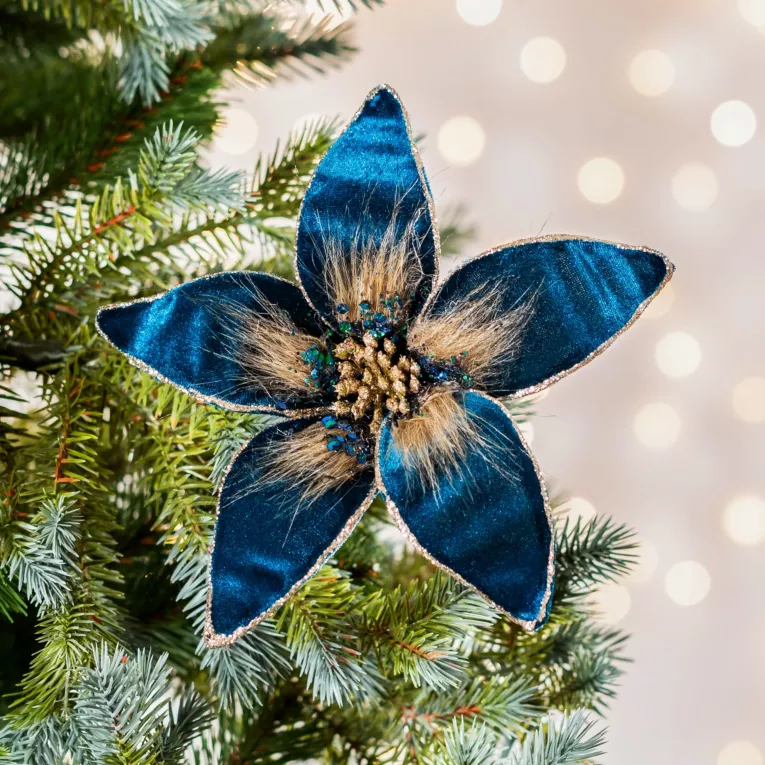 Świąteczny kwiat dekoracyjny z dodatkiem futerka