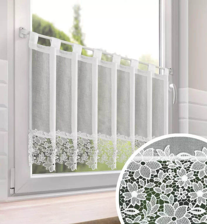 Zazdrostka biała  zdobiona subtelną aplikacją 70x150 cm szelki  - ARTEMIDA