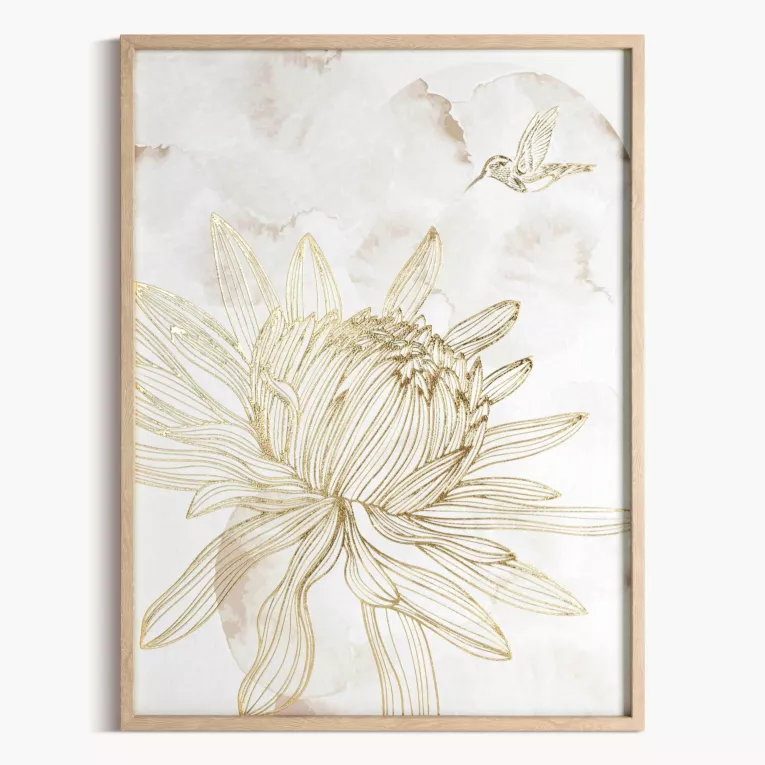 Obraz nadruk na płótnie z dodatkiem ręcznie malowanych złotych akcentów