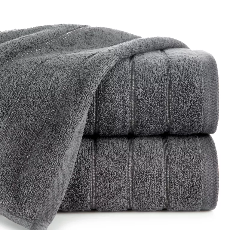 Ręcznik do rąk 30x50 cm bawełniany kolor grafitowy z lśniącymi paseczkami 500 g/m2 DALI