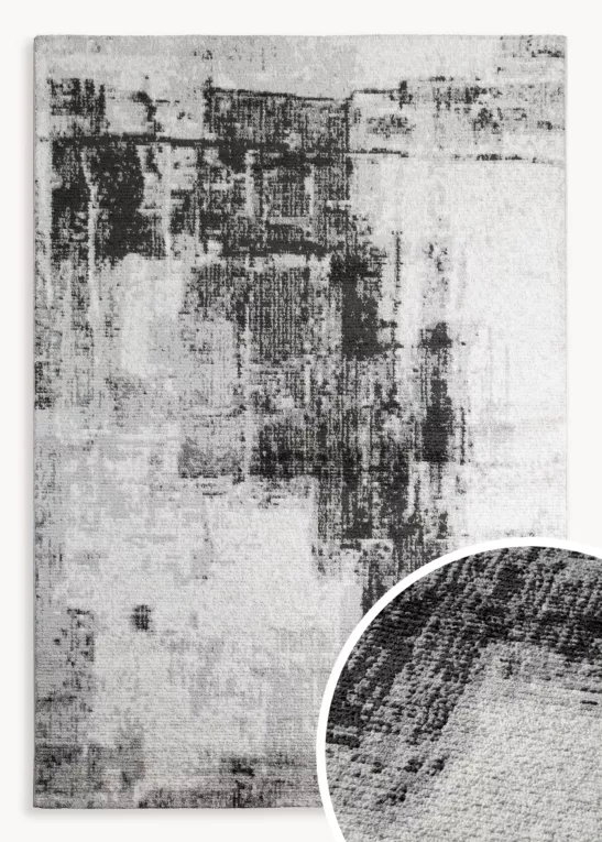 Dywan 60x100 cm szaro, czarny zdobiony abstrakcyjnym wzorem ASIA 3