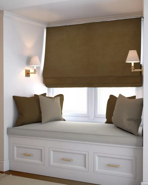 Roleta rzymska DORA - HIT jasnobrązowa z miękkiej tkaniny o welurowej strukturze