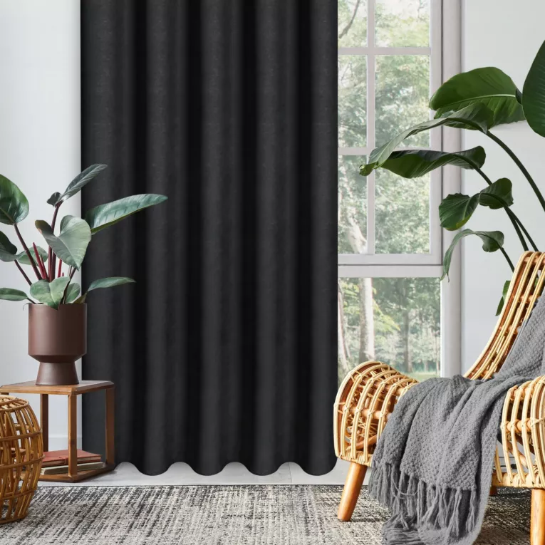 Zasłona czarna z tkaniny welurowej 200x300 cm tunel Dora