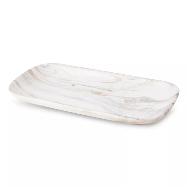 Patera ceramiczna ASLI o prostokątnym kształcie z efektem przecieranego  drzewa