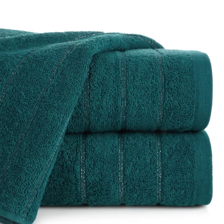 Ręcznik do rąk 30x50 cm bawełniany kolor turkusowy z lśniącymi paseczkami 500 g/m2 DALI