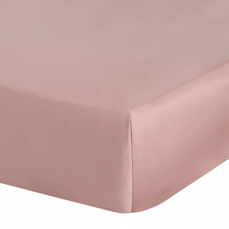 Prześcieradło gładkie z gumką 180x200 cm z satyny bawełnianej kolor różowy 125 g/m2 NOVA 3