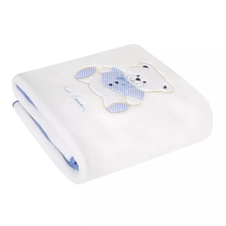 PIERRE CARDIN koc dziecięcy z aplikacją z niebieskim misiem